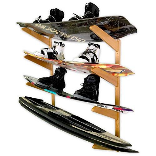  StoreYourBoard Timber Wakeboard Wall Rack, Wooden Storage Mount, Stylish Indoor Display