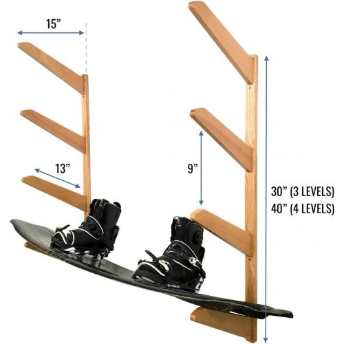  StoreYourBoard Timber Wakeboard Wall Rack, Wooden Storage Mount, Stylish Indoor Display