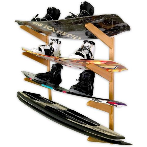  StoreYourBoard Timber Wakeboard Wall Rack, Wooden Storage Mount, Stylish Indoor Display