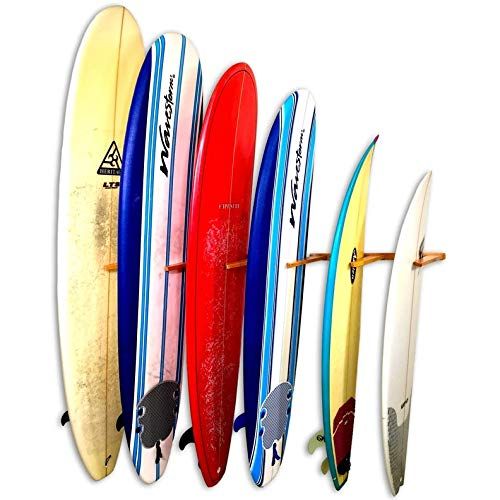 StoreYourBoard Vertical Timber Surfboard Wall Rack, Holds 6 Surfboards, Home and Garage Storage Mount System