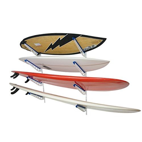  StoreYourBoard Metal Surfboard Storage Rack, 4 Surf Adjustable Home Wall Mount