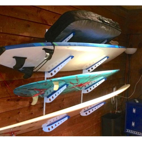  StoreYourBoard Metal Surfboard Storage Rack, 4 Surf Adjustable Home Wall Mount