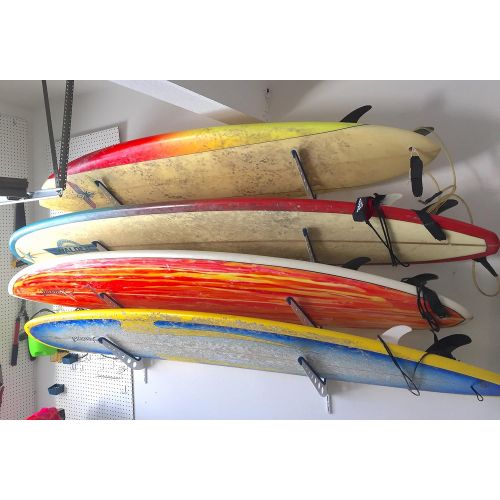  StoreYourBoard Metal Surfboard Storage Rack, 4 Surf Adjustable Home Wall Mount