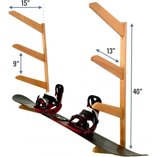  StoreYourBoard Timber Snowboard Wall Rack, Indoor Storage, Solid Natural Wood