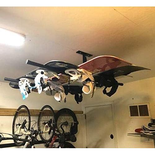  StoreYourBoard Ski and Snowboard Ceiling Storage Rack, Hi Port 2 Overhead Hanger Mount, Home and Garage Organizer