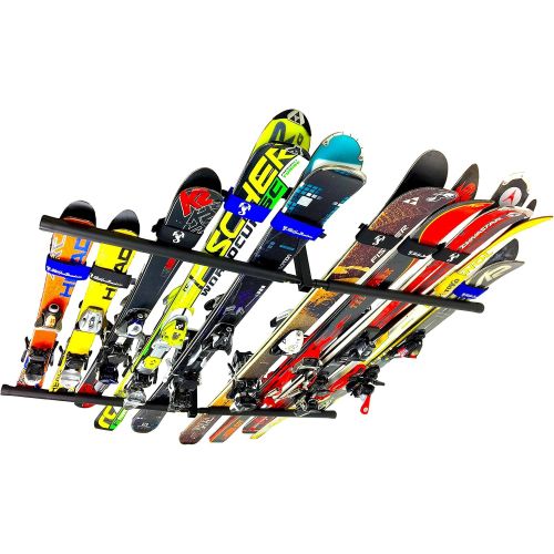  StoreYourBoard Ski and Snowboard Ceiling Storage Rack, Hi Port 2 Overhead Hanger Mount, Home and Garage Organizer