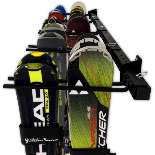  StoreYourBoard Ski and Snowboard Wall Storage Rack, Holds 10 Pairs, Ski Wall Mount, Home and Garage Storage Hanger