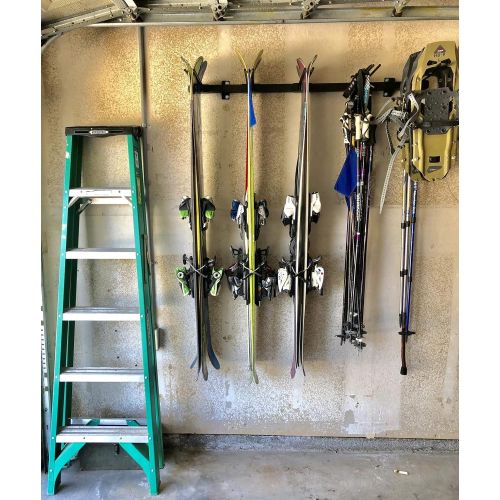  StoreYourBoard Ski and Snowboard Wall Storage Rack, Holds 10 Pairs, Ski Wall Mount, Home and Garage Storage Hanger