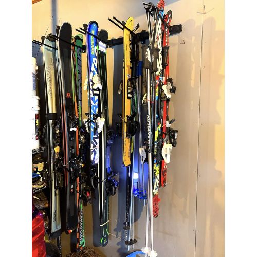  StoreYourBoard Ski and Snowboard Wall Storage Rack, Holds 10 Pairs, Ski Wall Mount, Home and Garage Storage Hanger