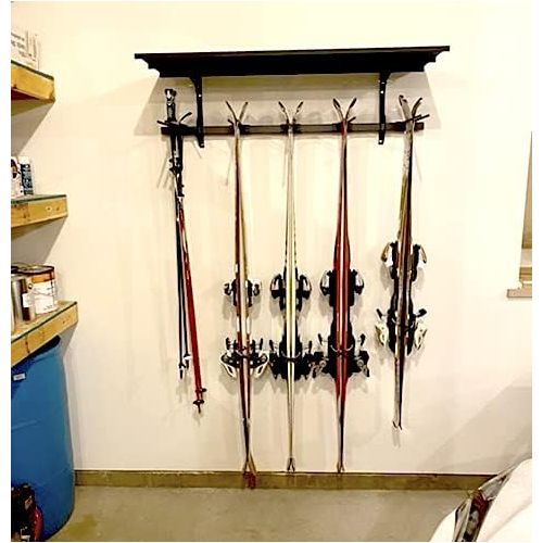  StoreYourBoard Ski Wall Rack and Storage Shelf, Holds 10 Pairs, Ski Wall Mount, Home and Garage Storage Hanger