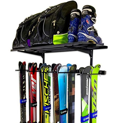  StoreYourBoard Ski Wall Rack and Storage Shelf, Holds 10 Pairs, Ski Wall Mount, Home and Garage Storage Hanger