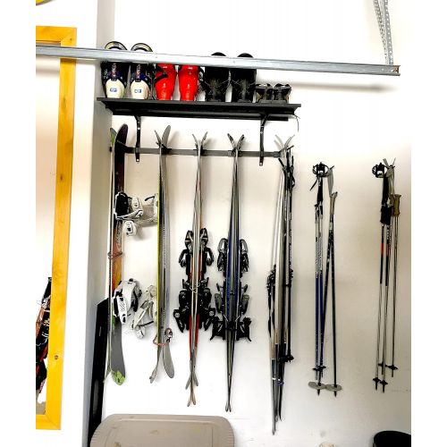  StoreYourBoard Ski Wall Rack and Storage Shelf, Holds 10 Pairs, Ski Wall Mount, Home and Garage Storage Hanger