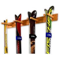 StoreYourBoard Timber Ski Wall Rack, 4 Pairs of Skis Storage, Wood Home and Garage Mount System