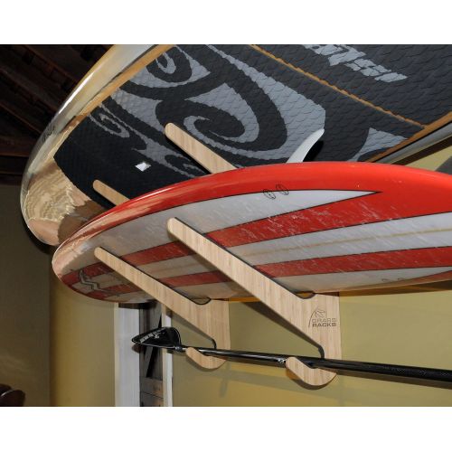  StoreYourBoard Grassracks Bamboo Paddleboard Rack for 2 SUPs or Longboards Oahu Duo