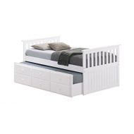 Stork Craft Broyhill Kids Marco Island Captains Bed with Trundle Bed and Drawers, Twin, White, Twin-Sized Mattress (Not Included), Bunk Bed Alternative, Great for Sleepovers, Underbed Storage/