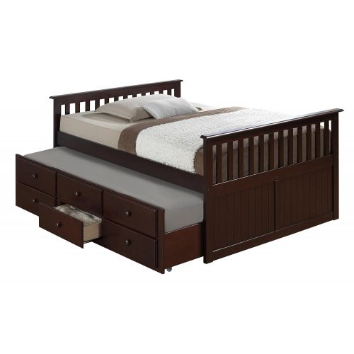  Stork Craft Broyhill Kids Marco Island Full Captains Bed with Trundle, Espresso Full-Sized Bed with Twin-Sized Trundle, Bunk Bed Alternative, Great for Sleepovers, Underbed Storage/Organizatio