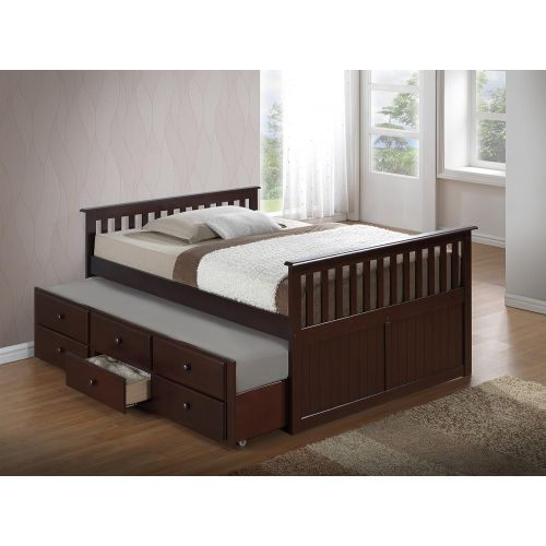  Stork Craft Broyhill Kids Marco Island Full Captains Bed with Trundle, Espresso Full-Sized Bed with Twin-Sized Trundle, Bunk Bed Alternative, Great for Sleepovers, Underbed Storage/Organizatio