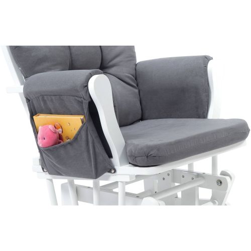  Storkcraft Hoop Glider and Ottoman White with Gray Cushions