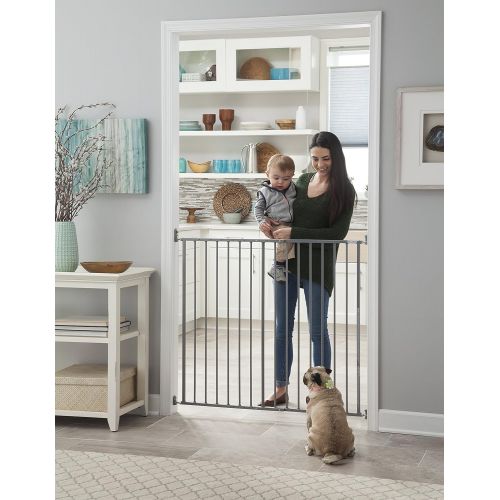  Storkcraft Easy Walk-Thru Tall Metal Safety Gate (White, Black, Gray)  33.75 Inches Tall, Easy to Install, Pet-Friendly, Durable Metal Hardware, Ideal for Taller Children and Larg