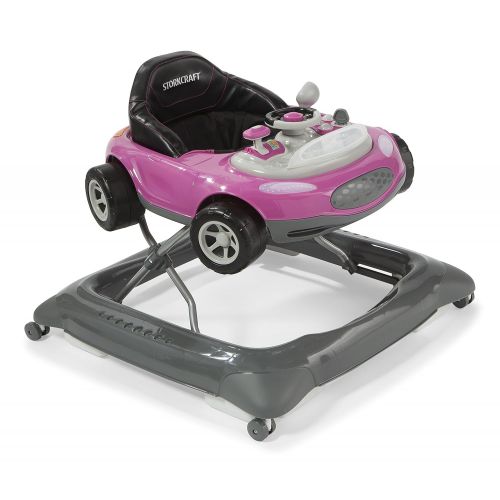  Storkcraft Mini-Speedster Activity Walker Pink Interactive Walker with Realistic Driving Experience, Adjustable Seat Pad, Folds for Easy Storage