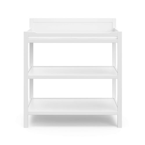  StorkCraft Storkcraft Alpine Changing Table with Water-Resistant Change Pad and Safety Strap, White, Multi Storage Nursery Changing Table for Infants or Babies, White, 00524-221