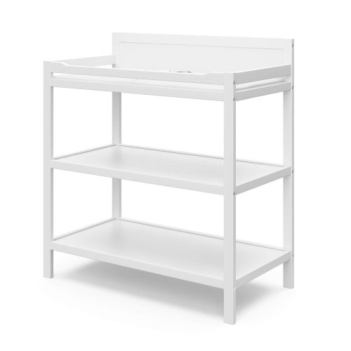  StorkCraft Storkcraft Alpine Changing Table with Water-Resistant Change Pad and Safety Strap, White, Multi Storage Nursery Changing Table for Infants or Babies, White, 00524-221