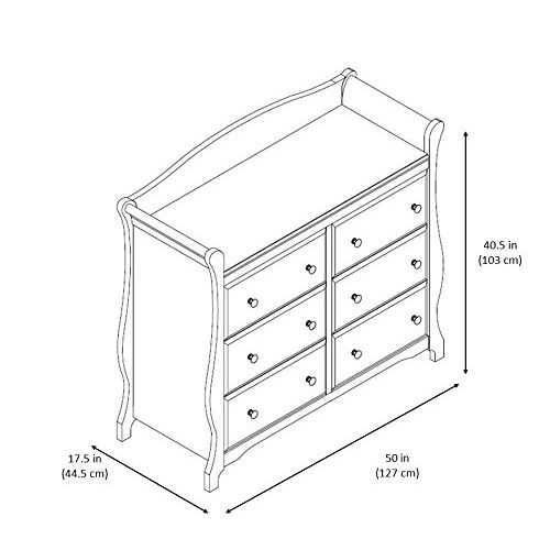  Storkcraft Avalon 6 Drawer Universal Dresser, White