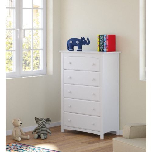  Stork Craft Kenton 5 Drawer Universal Dresser, White