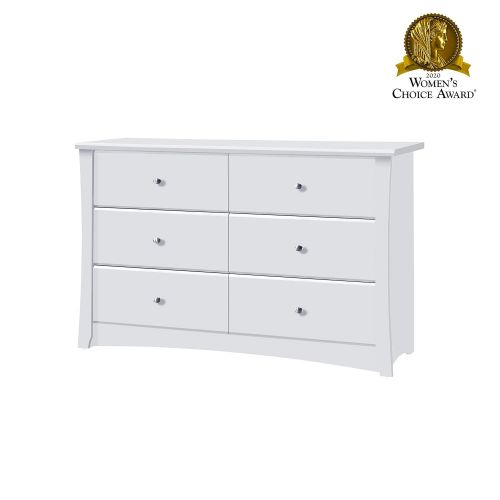  Storkcraft Crescent 6 Drawer Dresser, White, Kids Bedroom Dresser with 6 Drawers, Wood and Composite Construction, Ideal for Nursery Toddlers Room Kids Room