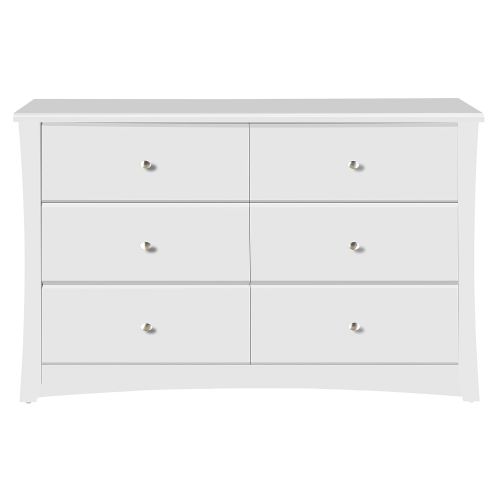  Storkcraft Crescent 6 Drawer Dresser, White, Kids Bedroom Dresser with 6 Drawers, Wood and Composite Construction, Ideal for Nursery Toddlers Room Kids Room