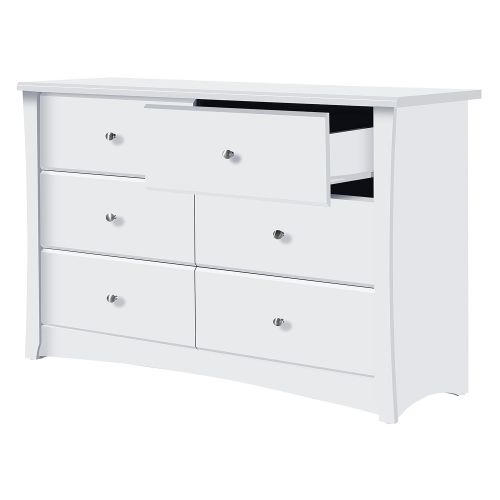  Storkcraft Crescent 6 Drawer Dresser, White, Kids Bedroom Dresser with 6 Drawers, Wood and Composite Construction, Ideal for Nursery Toddlers Room Kids Room