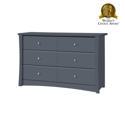  Storkcraft Crescent 6 Drawer Dresser, Grey, Kids Bedroom Dresser with 6 Drawers, Wood and Composite Construction, Ideal for Nursery Toddlers Room Kids Room