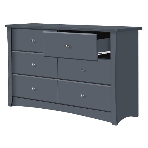  Storkcraft Crescent 6 Drawer Dresser, Grey, Kids Bedroom Dresser with 6 Drawers, Wood and Composite Construction, Ideal for Nursery Toddlers Room Kids Room