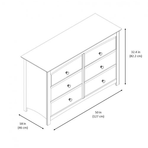  Stork Craft Kenton 6 Drawer Universal Dresser, White