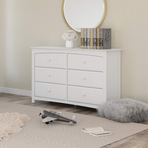  Stork Craft Kenton 6 Drawer Universal Dresser, White