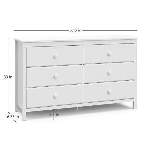  Storkcraft Storkcaft Alpine 6 Drawer Dresser (White)  Stylish Storage Dresser Chest for Bedroom, 6 Spacious Drawers with Handles, Coordinates with Any Kids Bedroom or Baby Nursery