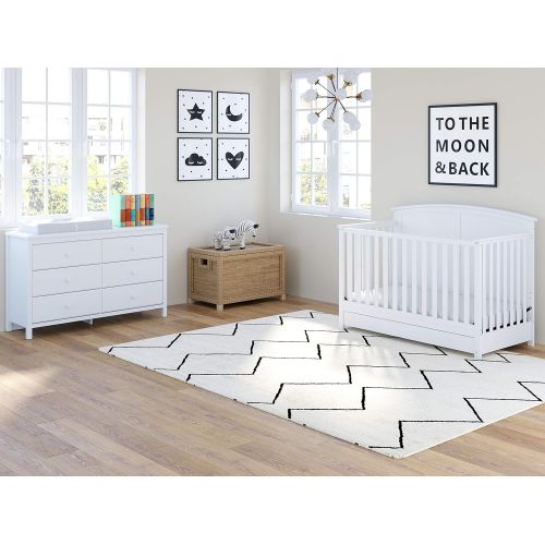  Storkcraft Storkcaft Alpine 6 Drawer Dresser (White)  Stylish Storage Dresser Chest for Bedroom, 6 Spacious Drawers with Handles, Coordinates with Any Kids Bedroom or Baby Nursery