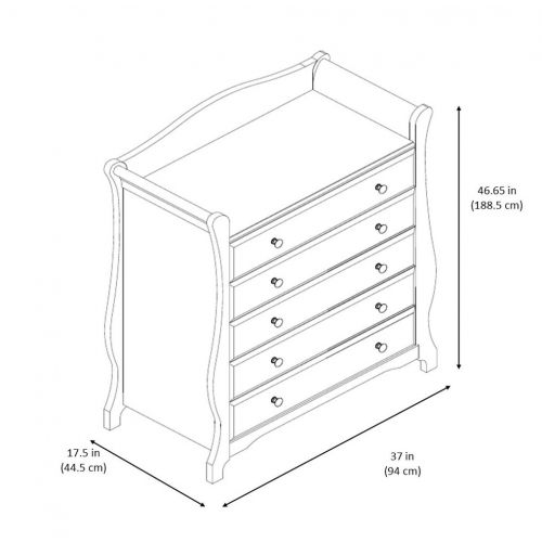  Stork Craft Avalon 5 Drawer Universal Dresser, White