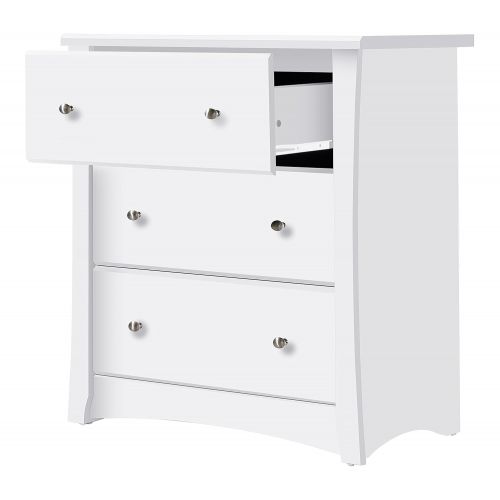  Storkcraft Crescent 3 Drawer Chest, White, Kids Bedroom Dresser with 3 Drawers, Wood & Composite Construction, Ideal for Nursery, Toddlers Room, Kids Room