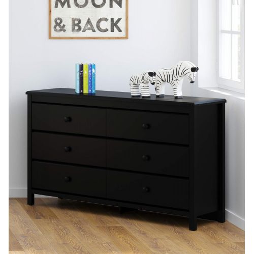  Storkcraft Storkcaft Alpine 6 Drawer Dresser (Black)  Stylish Storage Dresser Chest for Bedroom, 6 Spacious Drawers with Handles, Coordinates with Any Kids Bedroom or Baby Nursery