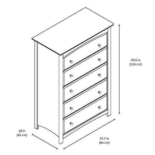  Stork Craft Kenton 5 Drawer Universal Dresser, Gray