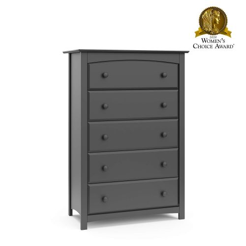  Stork Craft Kenton 5 Drawer Universal Dresser, Gray