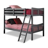 Storkcraft Caribou Solid Hardwood Twin Bunk Bed, Gray Twin Bunk Beds for Kids with Ladder and Safety Rail
