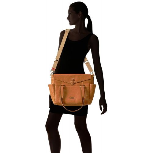  Storksak Emma Leather Shoulder Bag Diaper Bag, Tan