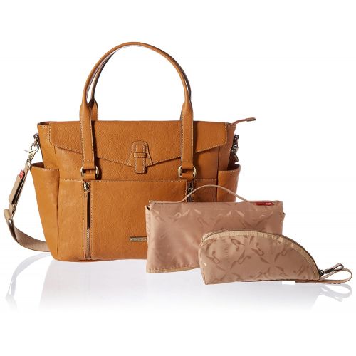  Storksak Emma Leather Shoulder Bag Diaper Bag, Tan