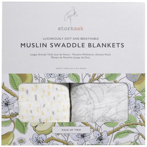  Storksak Muslin Swaddle Blankets Two-Pack, Mixed Print