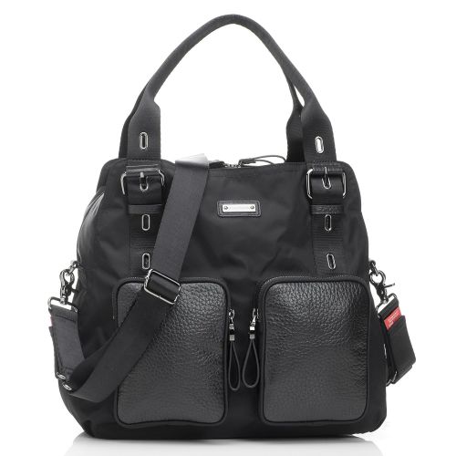  Storksak Alexa Luxe Leather Shoulder Bag Diaper Bag, Black