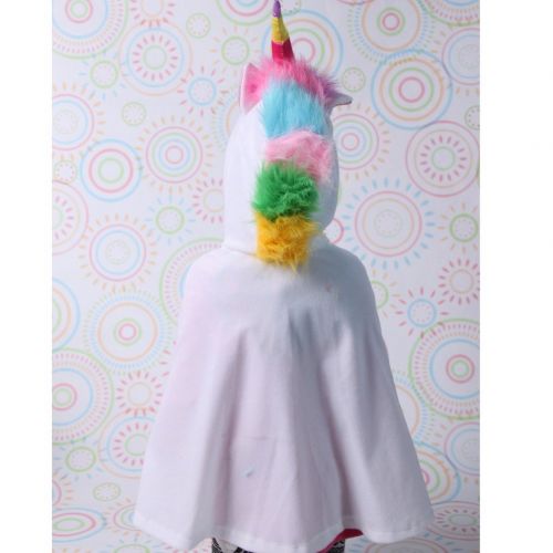  Storybook Wishes Little Girls White and Rainbow Unicorn Hooded Cape