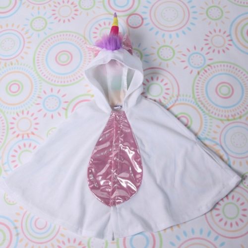  Storybook Wishes Little Girls White and Rainbow Unicorn Hooded Cape