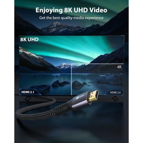  8K HDMI 2.1 Cable 6ft 48Gbps, Stouchi (Certified) Ultra High Speed HDMI Cables, 8K60Hz 4K120Hz 144Hz eARC HDCP 2.2&2.3 SBTM HDR10+ Dolby Compatible with PS5/PlayStation 5/Xbox Seri